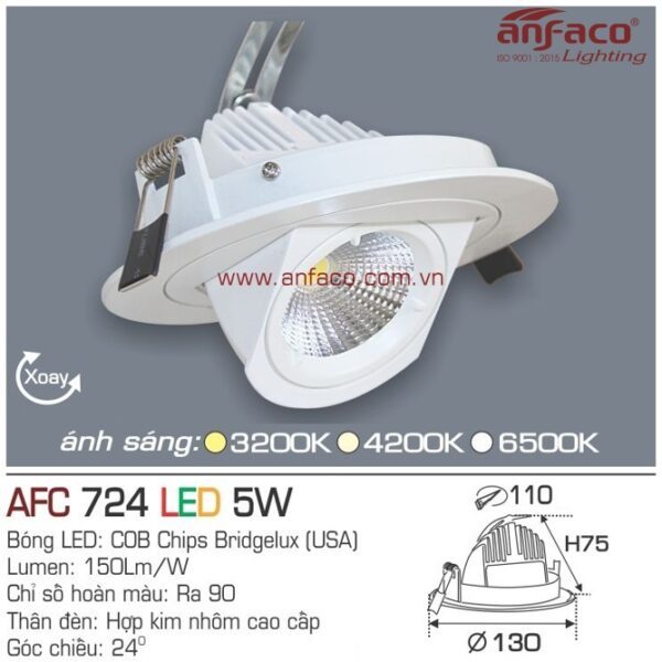 Đèn Anfaco LED downlight âm trần AFC 724-5W