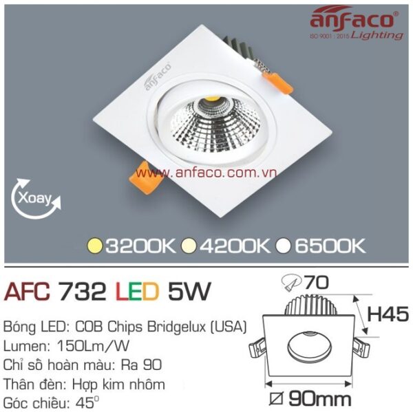 Đèn Anfaco LED downlight âm trần AFC 732-5W