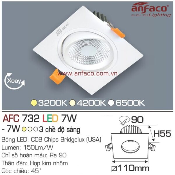 Đèn Anfaco LED downlight âm trần AFC 732-7W