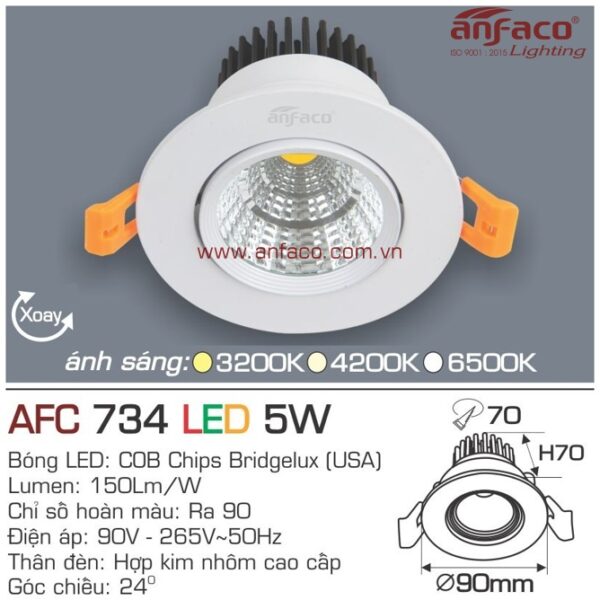 Đèn Anfaco LED downlight âm trần AFC 734-3W