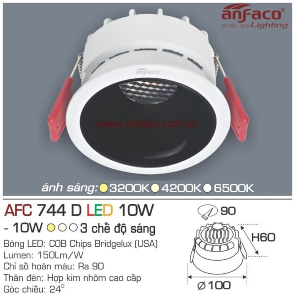 Đèn Anfaco LED downlight âm trần AFC 744D 10W