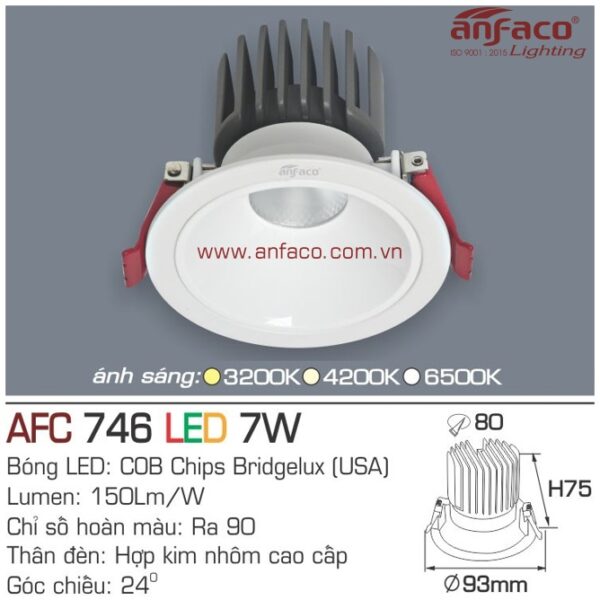 Đèn Anfaco LED downlight âm trần AFC 746-7W