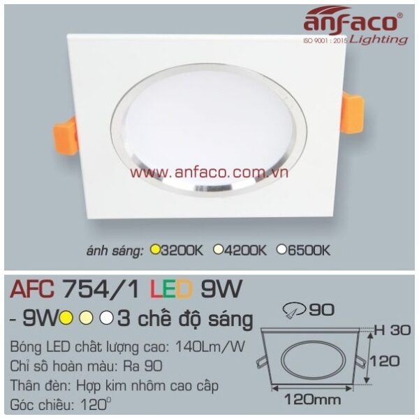 Đèn Anfaco LED downlight âm trần AFC 754T/1-9W