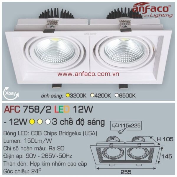 Đèn Anfaco LED downlight âm trần AFC AFC 758/2-12W