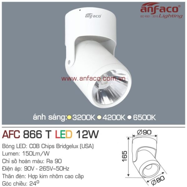 Đèn Anfaco LED tiêu điểm AFC 866T 12W đế ngồi