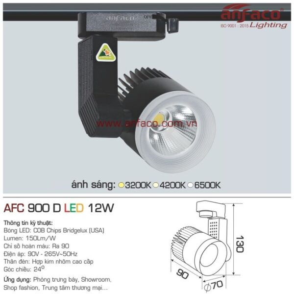 Đèn Anfaco LED tiêu điểm AFC 900D 12W đế ray