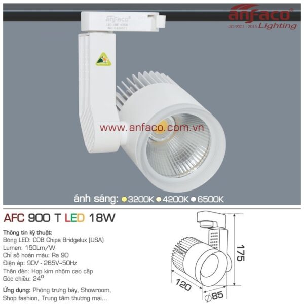 Đèn Anfaco LED tiêu điểm AFC 900T 18W đế ray