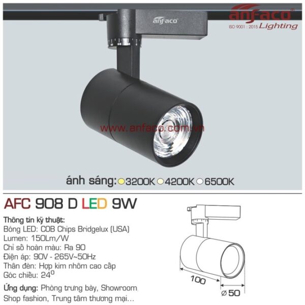 Đèn Anfaco LED tiêu điểm AFC 908D 9W đế ray