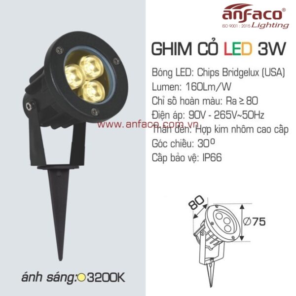 Đèn Anfaco LED AFC ghim cỏ 3W