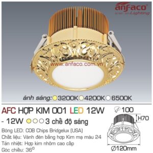 Đèn Anfaco LED downlight âm trần AFC hợp kim 001-12W