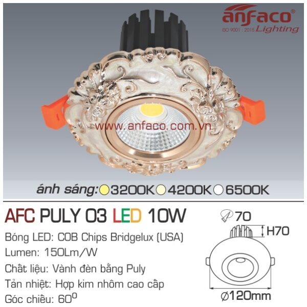 Đèn Anfaco LED downlight âm trần AFC Puly 03-10W