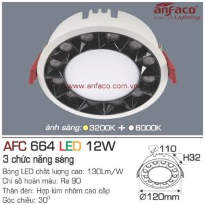 Đèn Anfaco LED downlight âm trần AFC 664-12W