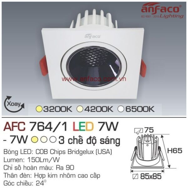 Đèn Anfaco LED downlight âm trần AFC AFC 764/1-7W