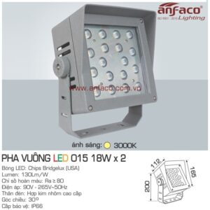 Đèn Anfaco LED pha vuông AFC 015-18Wx2