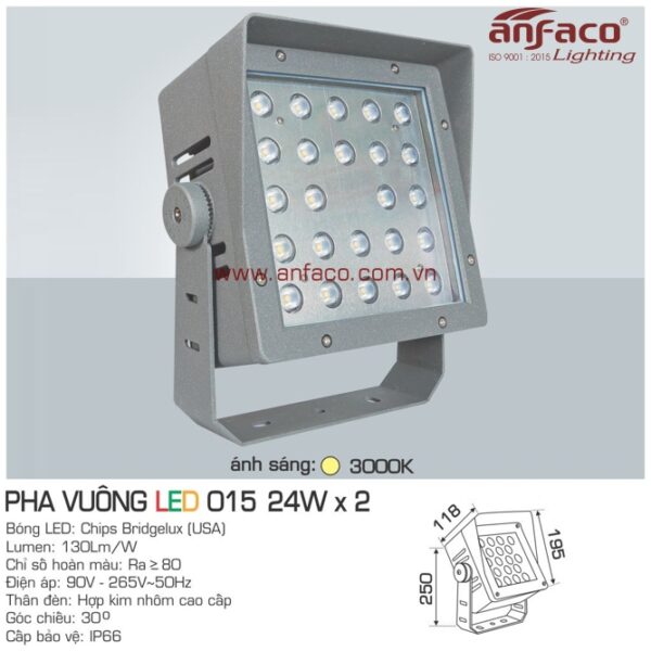 Đèn Anfaco LED pha vuông AFC 015-24Wx2