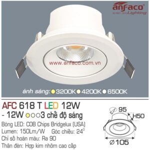 Đèn Anfaco LED downlight âm trần AFC 618T 12W
