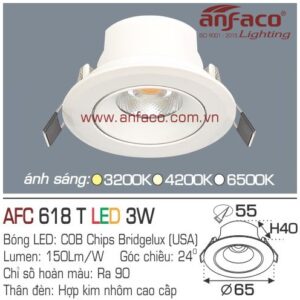 Đèn Anfaco LED downlight âm trần AFC 618T 3W