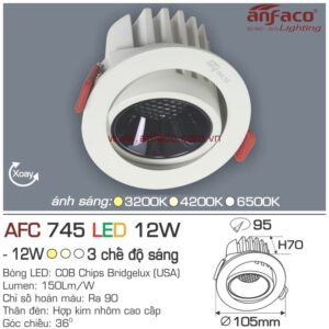 Đèn Anfaco LED downlight âm trần AFC 745-12W