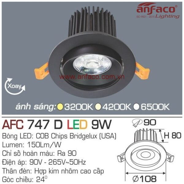 Đèn Anfaco LED downlight âm trần AFC 747D 9W