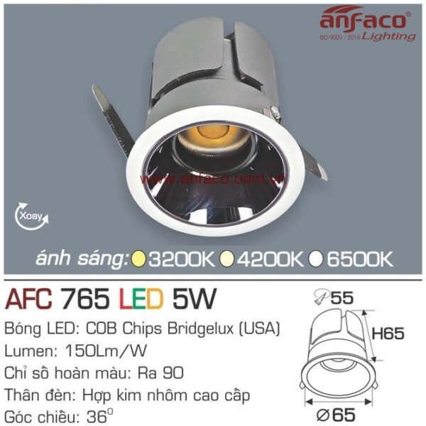 Đèn Anfaco LED downlight âm trần AFC 765-5W