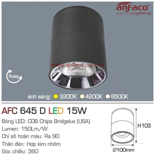 Đèn Anfaco LED downlight nổi AFC 645D 15W