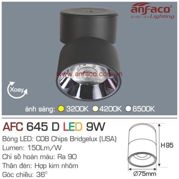 Đèn Anfaco LED downlight nổi AFC 645D 9W