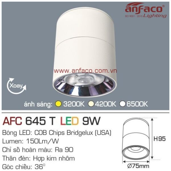 Đèn Anfaco LED downlight nổi AFC 645T 9W