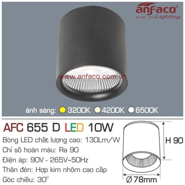 Đèn Anfaco LED downlight nổi AFC 655D 10W