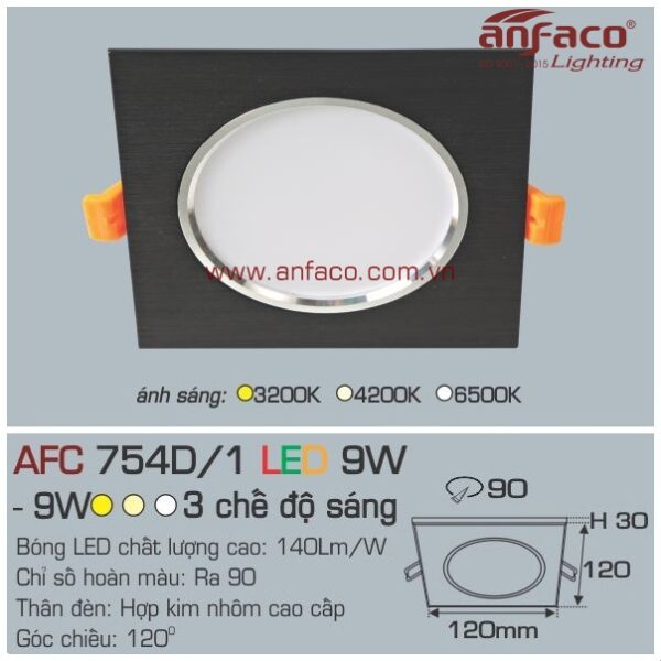 Đèn Anfaco LED downlight âm trần AFC 754D/1-9W