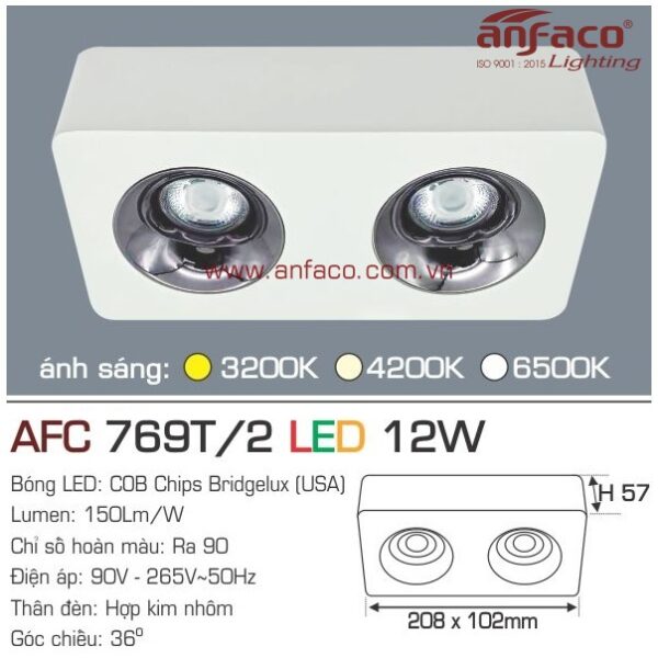 Đèn Anfaco LED downlight nổi AFC 769T/2-12W