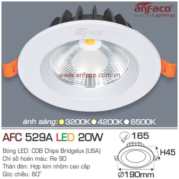 Đèn Anfaco LED downlight âm trần AFC 529A 20W