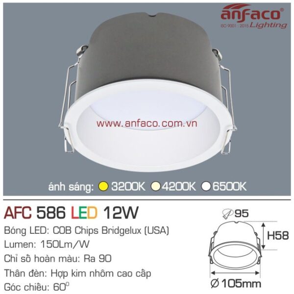 Đèn Anfaco LED downlight âm trần AFC 586-12W