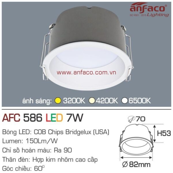 Đèn Anfaco LED downlight âm trần AFC 586-7W