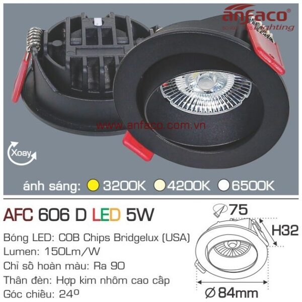 Đèn Anfaco LED downlight âm trần AFC 606D 5W