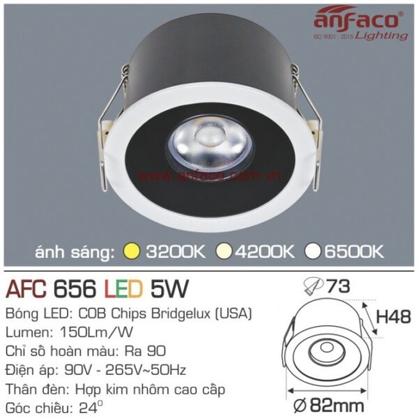 Đèn Anfaco LED downlight âm trần AFC 656-5W