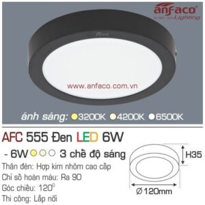 Đèn Anfaco LED panel nổi AFC 555 Đen 6W