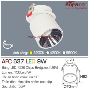 Đèn Anfaco LED downlight âm trần & thân nổi AFC 637-9W