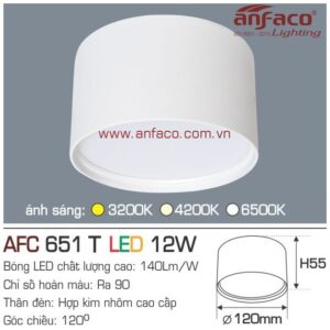 Đèn Anfaco LED downlight nổi AFC 651T 12W