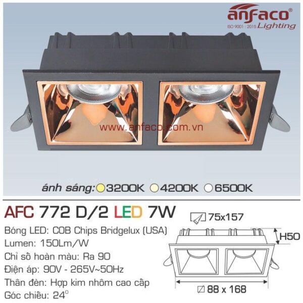 Đèn Anfaco LED downlight âm trần AFC 772D/2-7W